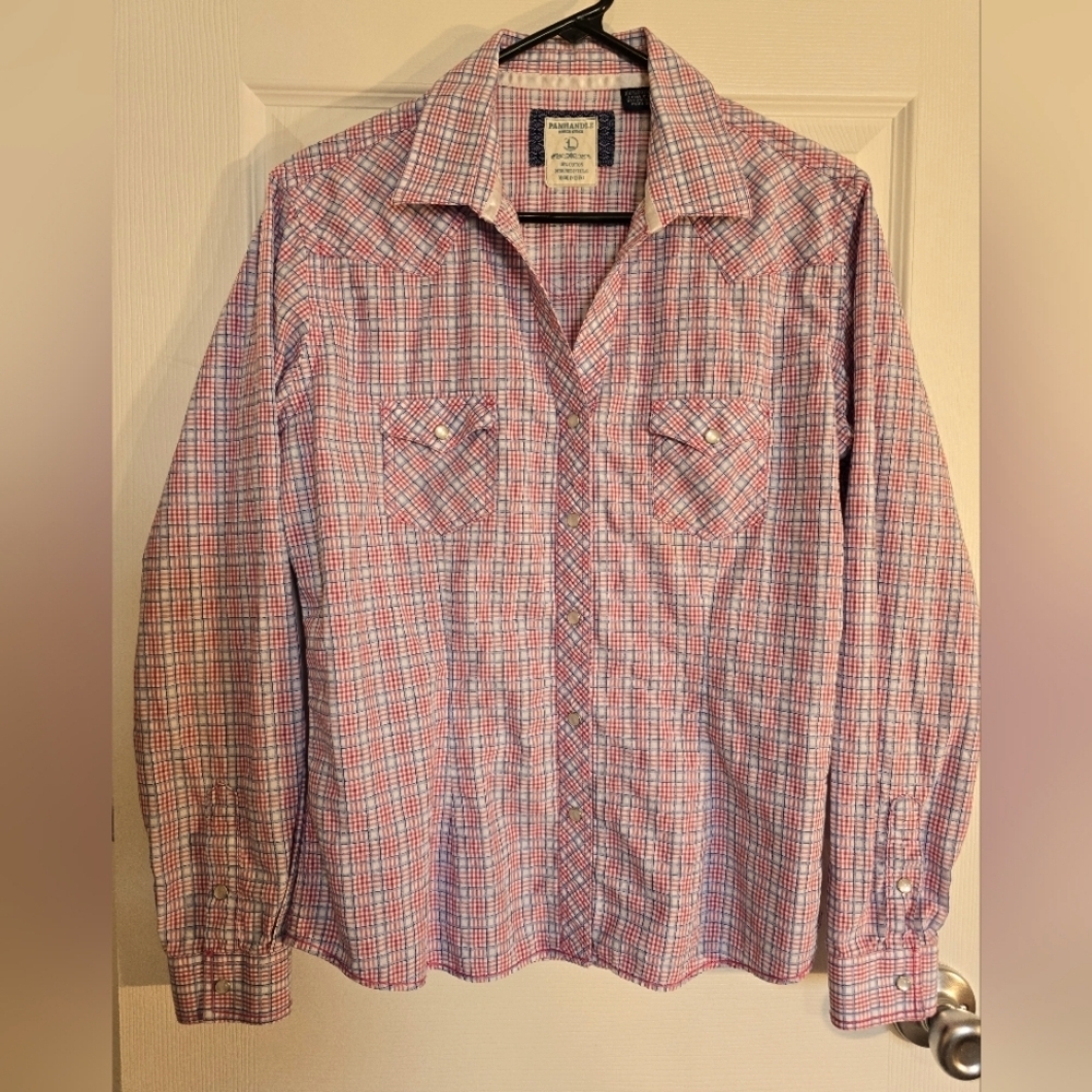 Panhandle Rough Stock Western Pearl Snap, Women's Size Large Button-down